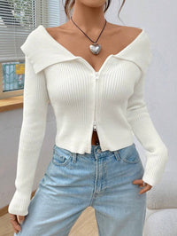 Cardigan zippé - Blanc