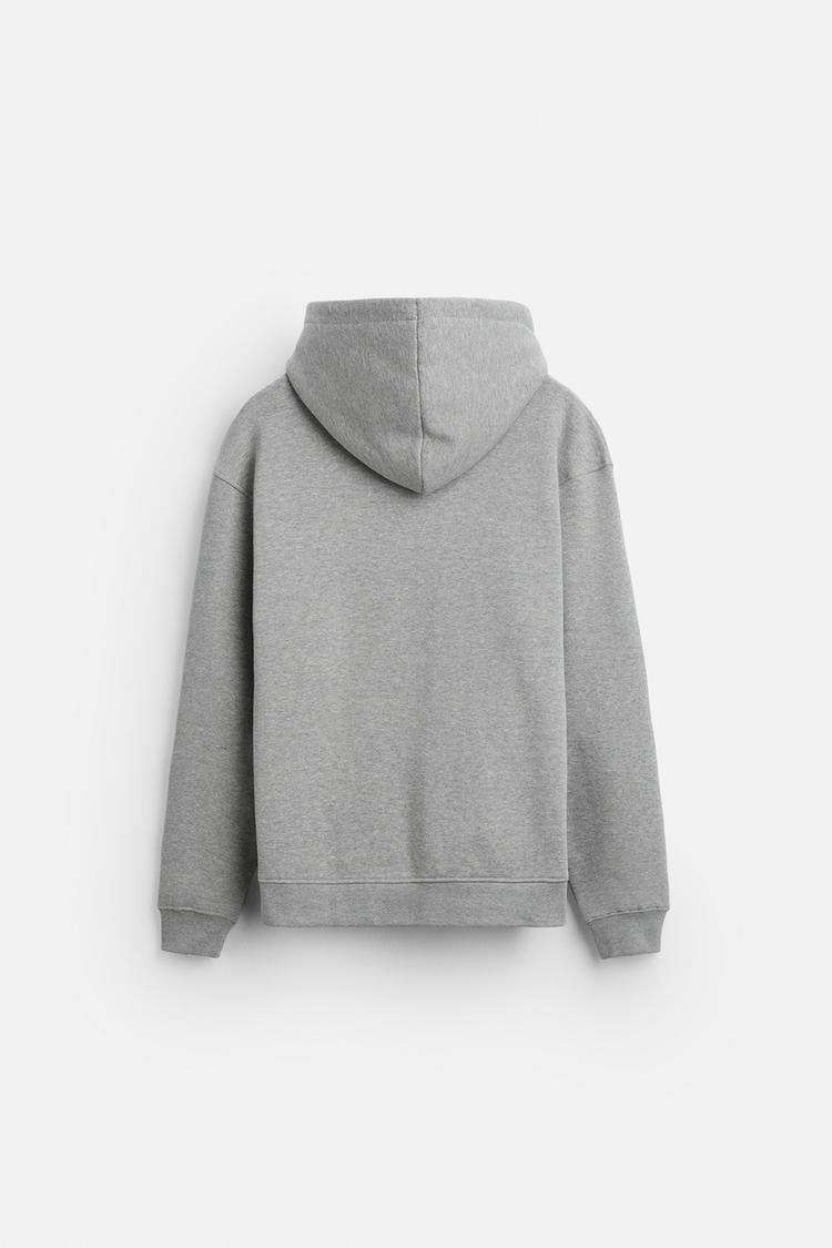 Sweat à capuche zip - Gris chiné