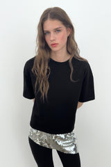 T-SHIRT ASYMÉTRIQUE PAILLETTES