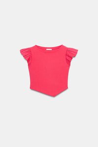 T-SHIRT MANCHES COURTES À VOLANTS
