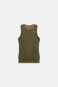 T-SHIRT EFFET DOUBLE SANS MANCHES