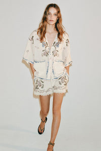 SHORT BRODÉ AVEC LIN ZW COLLECTION