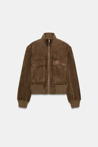 VESTE BOMBER COL MONTANT CÔTELÉ