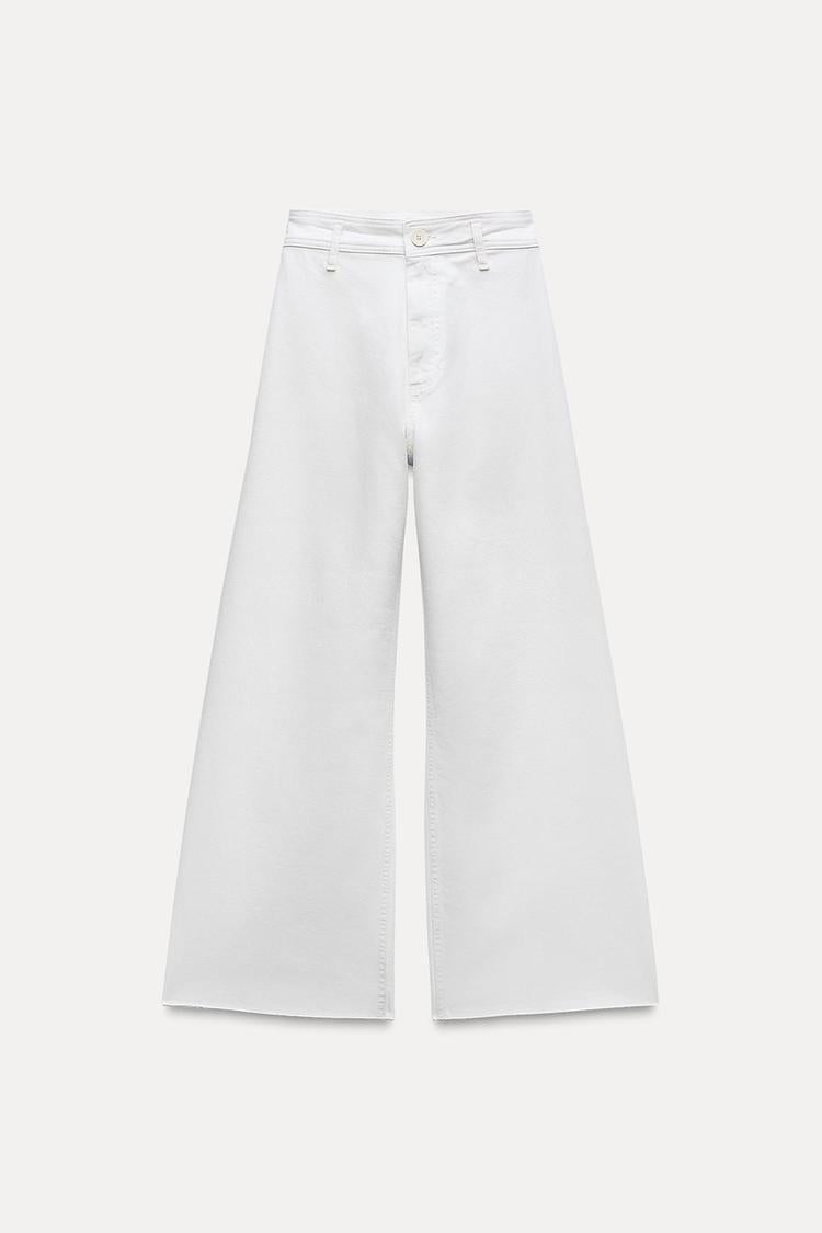 Jean collection zw marine droit a taille haute - écru
