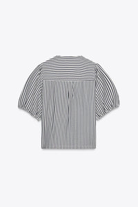BLOUSE À LACETS AVEC LIN
