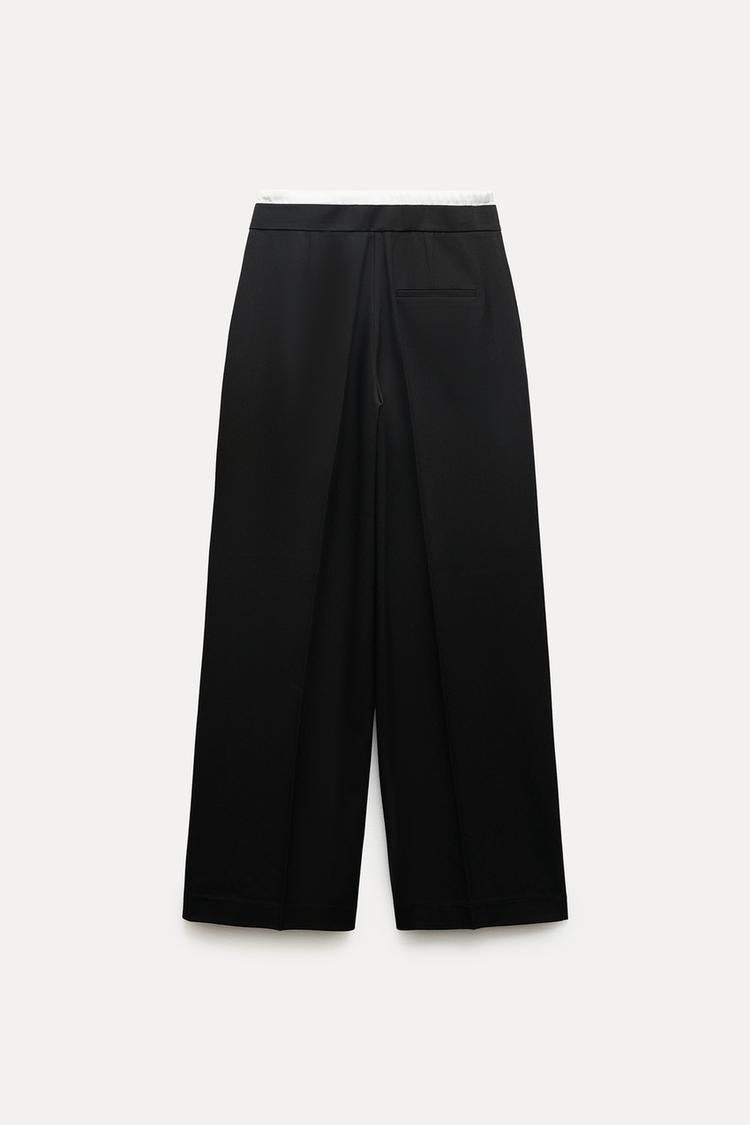 Pantalon large a taille double - Noir