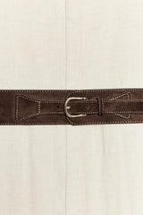ROBE MI-LONGUE EN LIN AVEC CEINTURE