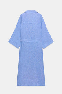 ROBE MI-LONGUE EN LIN AVEC CEINTURE