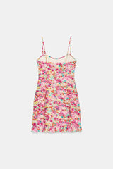 ROBE COURTE DRAPÉE IMPRIMÉ FLEURI