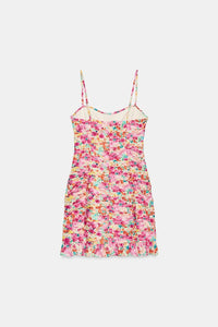 ROBE COURTE DRAPÉE IMPRIMÉ FLEURI