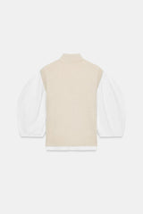 T-SHIRT EN MATIERES VARIEES AVEC CHALECO