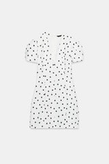 ROBE COURTE À MANCHES BOUFFANTES