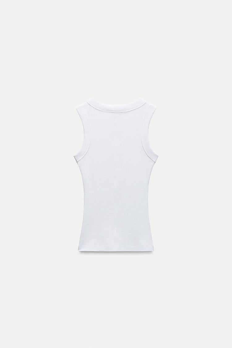 T-shirt a rib large - Blanc
