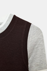 T-SHIRT EFFET TRIPLE À MANCHES LONGUES