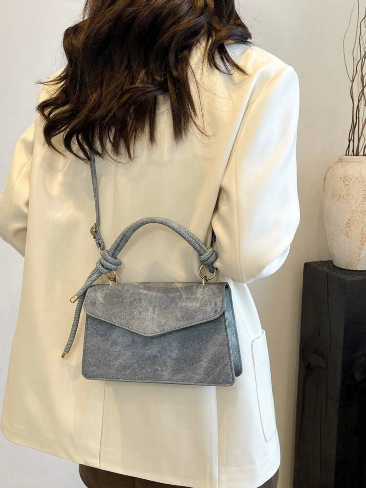 Sac à main avec ceinture décorative - Bleu Azur