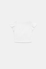 T-SHIRT MANCHES COURTES À VOLANTS