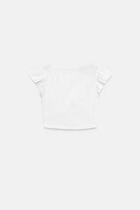 T-SHIRT MANCHES COURTES À VOLANTS