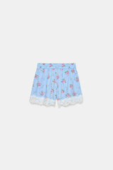SHORT À RAYURES ET DENTELLE