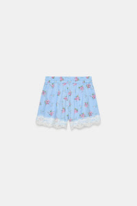 SHORT À RAYURES ET DENTELLE