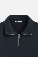 Sweat a zip sur le col - Noir