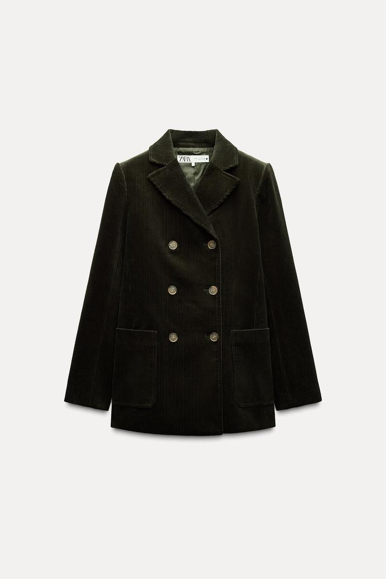 Veste en velours côtelé à boutonnage croisé zw collection