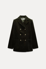Veste en velours côtelé à boutonnage croisé zw collection