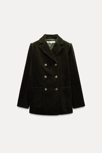 Veste en velours côtelé à boutonnage croisé zw collection