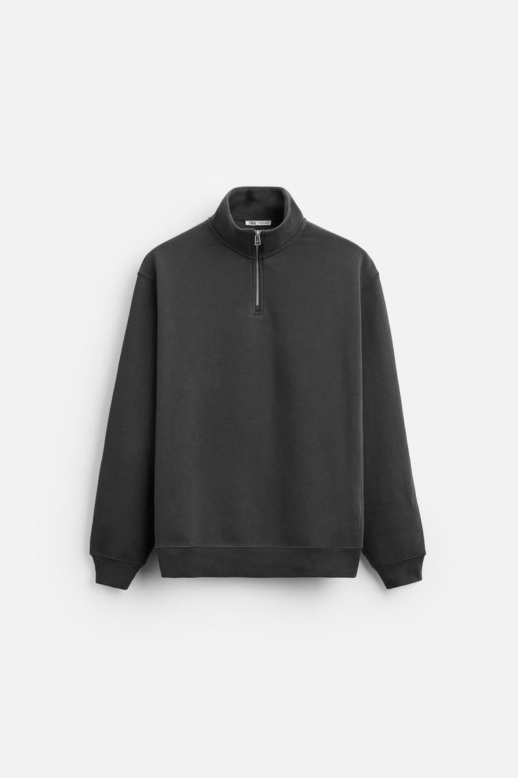 Sweat a zip sur le col - Gris Anthracite