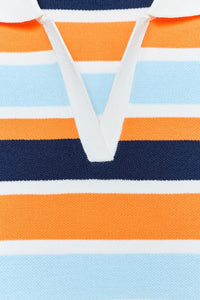 ROBE POLO EN MAILLE À RAYURES