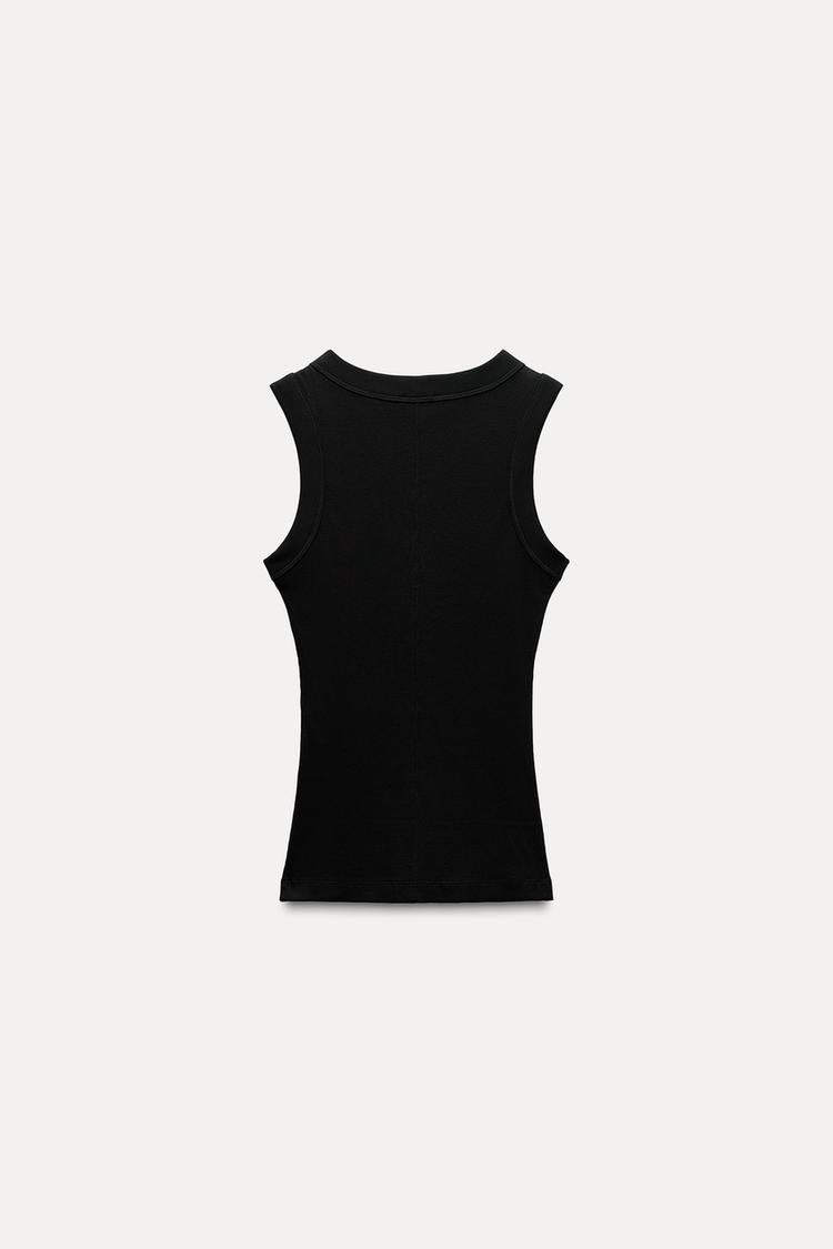 T-shirt a rib large - Noir