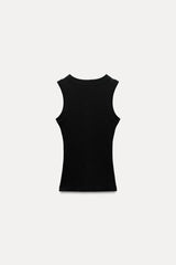 T-shirt a rib large - Noir
