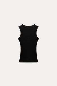 T-shirt a rib large - Noir
