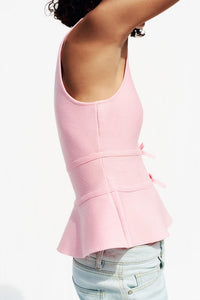 TOP EN MAILLE PÉPLUM AVEC LACETS