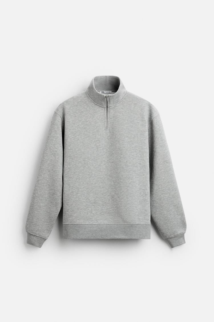 Sweat a zip sur le col - Gris