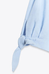 CHEMISE MANCHES COURTES AVEC LACETS EN RAMIE